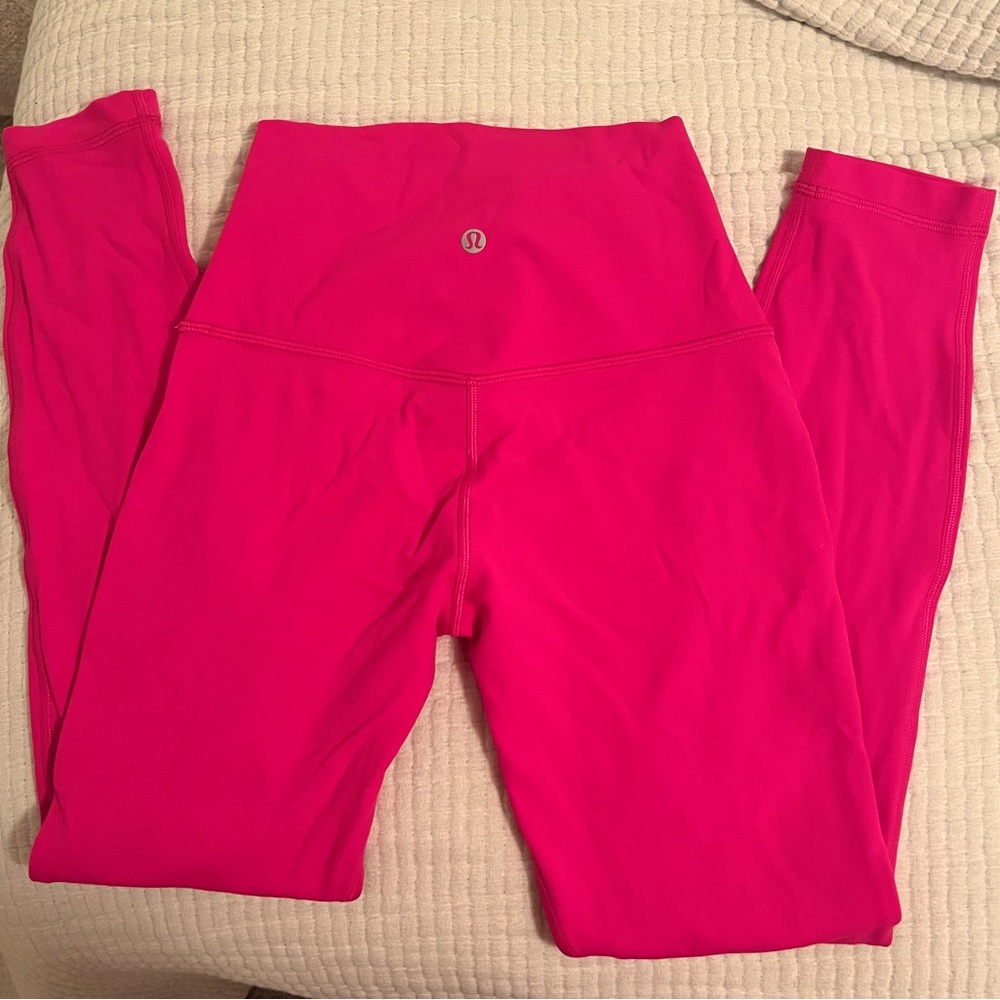 Sonic pink LuluLemon leggings, size 2, 25"